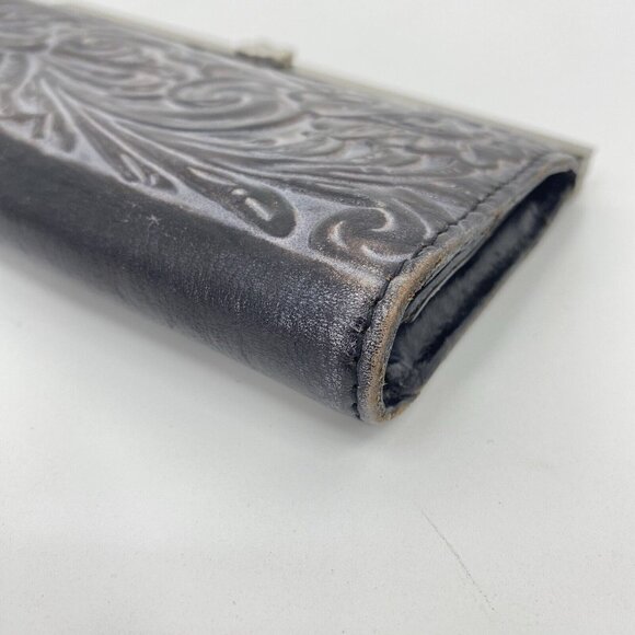 Patricia Nash Black Tooled Leather Wallet Framed Clutch Purse - Picture 2 of 5